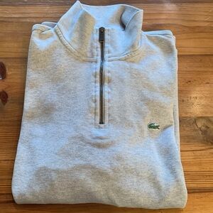 Lacoste Light Heather Gray 1/4 zip 100% Cotton Pullover Sweatshirt Sweater Sz 6